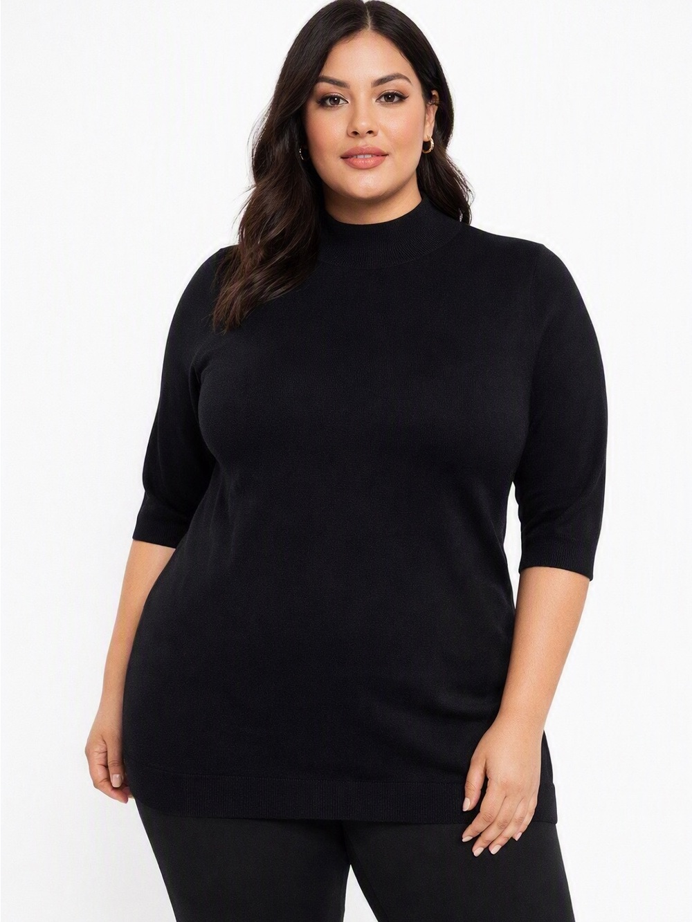 5/$25 Laura Plus Black Mock Neck Womens Sweater